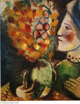 Woman with a Bouquet contemporary Marc Chagall Oil Paintings